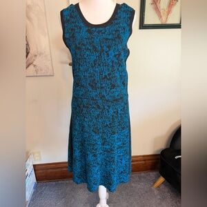 DKNYC Black and Blue Knit Midi Dress